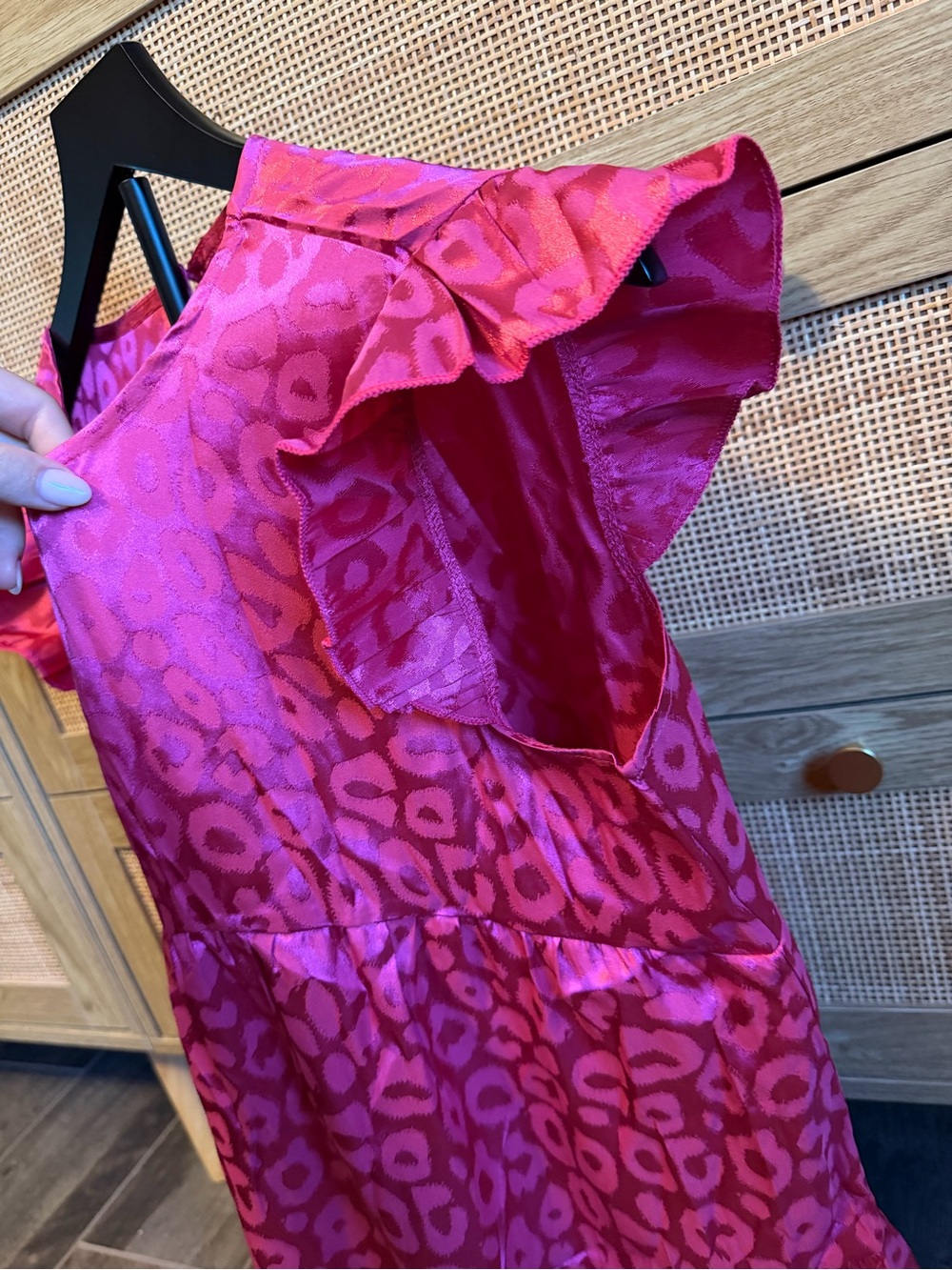 Andthewhy Fuchsia Animal-Print Ruffle Sleeve Blouse - Picture 6 of 6